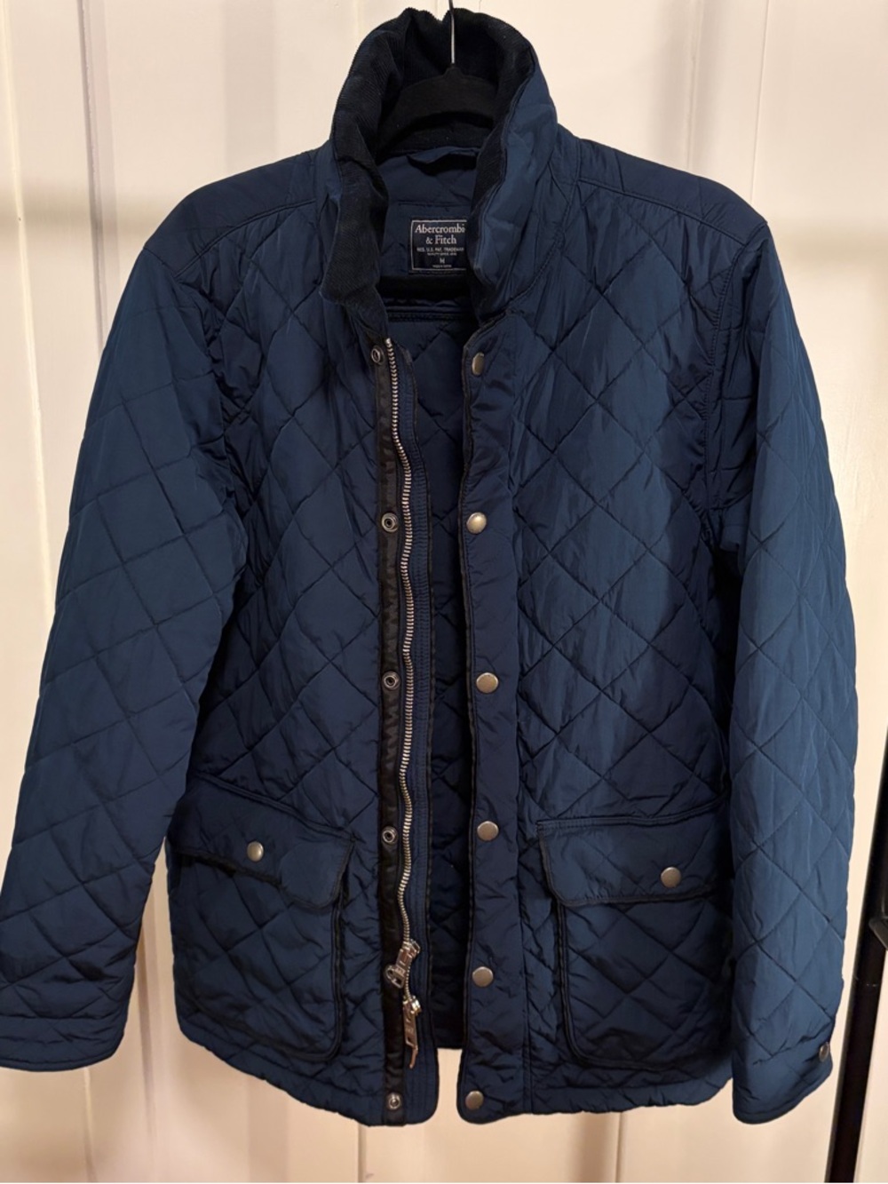 Abercrombie & Fitch Quilted Puffer Jacket in Navy